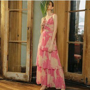 W concept Printed Strappy Tiered Maxi Dress